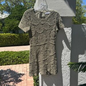 Mango khaki  crochet dress